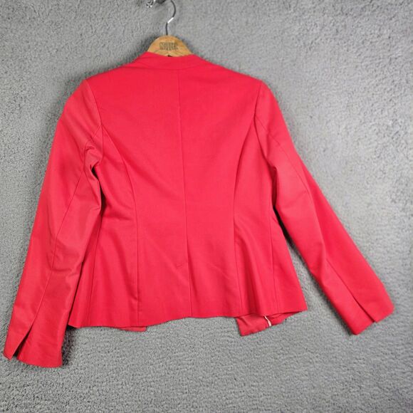 Versona Red Blazer 2 Collarless Hook Eye Pockets Split Cuffs Stretch Work Jacket - Picture 15 of 16